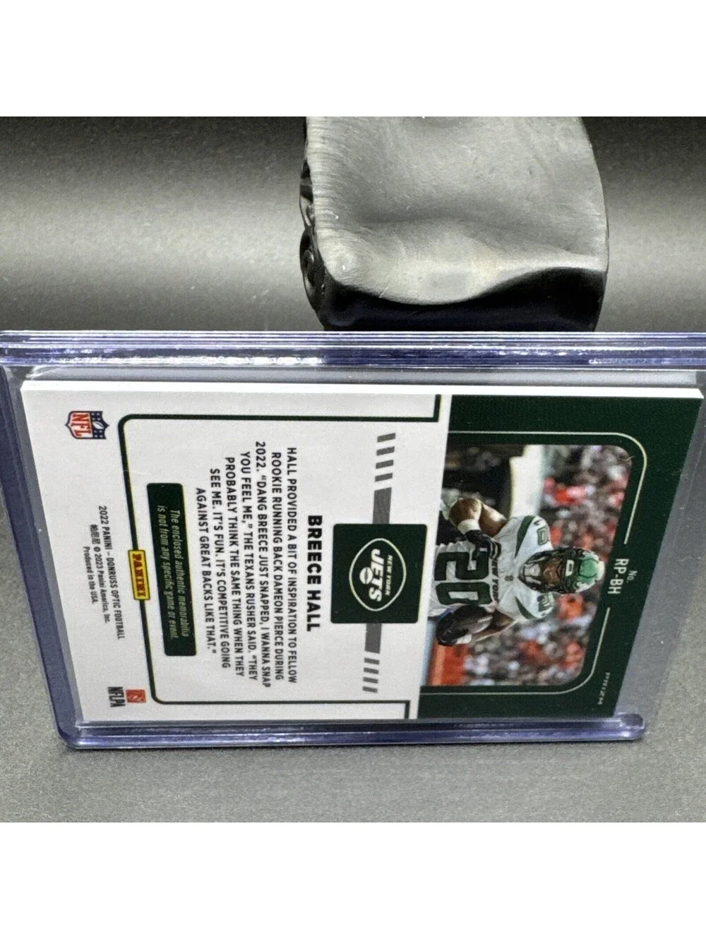 Breece Hall Rookie Phenom Optic No. RP-BH Panini 2022 with Swatch